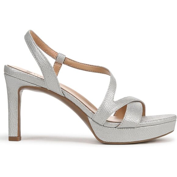 Naturalizer Women Silver Textured Polyurethane Rounded Open Toes Platform Shoes - Picture 4 of 10